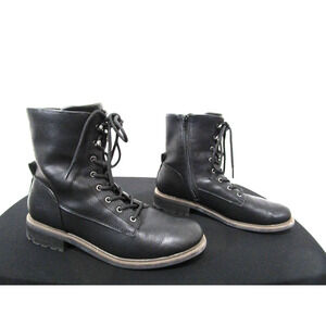 B.O.C. Carter Black Faux Leather Lace Up Combat Boots Women Sz 10 M